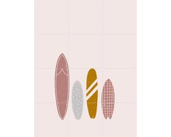 IXXI Surfboards Pink, Menina Lisboa & Various - 60 x 80 cm - Gratis ophangtool - Grote wanddecoratie en posters Babykamer, Kinderkamer, Baby