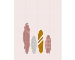 IXXI Surfboards Pink, Menina Lisboa & Various - 80 x 100 cm - Gratis ophangtool - Grote wanddecoratie en posters Babykamer, Kinderkamer, Baby