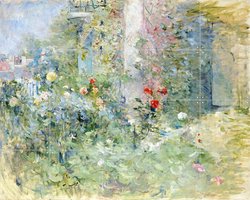 IXXI The Garden at Bougival, Berthe Morisot & Bridgeman Images - 100 x 80 cm - Gratis ophangtool - Grote wanddecoratie en posters - Kleurrijk
