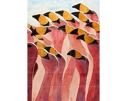IXXI The Pink Flamingos, Natalie Bruns - 100 x 140 cm - Gratis ophangtool - Grote wanddecoratie en posters - Abstract, Kleurrijk, Speels, Aquarel