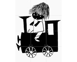 IXXI Trein, Fiep Westendorp - 60 x 80 cm - Gratis ophangtool - Grote wanddecoratie en posters - Illustraties, Speels, Cartoonesk, Kinderkamer