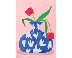 IXXI Tulpe in vase, Raissa Oltmanns - 100 x 140 cm - Gratis ophangtool - Grote wanddecoratie en posters - Illustraties, Digitale Kunst, Speels