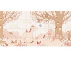 IXXI Unicorn in Fairyland, Love by Lily - 160 x 80 cm - Gratis ophangtool - Grote wanddecoratie en posters - Fantasierijk, Speels, Cartoonesk