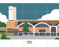 IXXI Vasim, Studio Kars + Boom & Design Podium Nijmegen - 100 x 80 cm - Gratis ophangtool - Grote wanddecoratie en posters - Geometrische Kunst