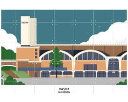 IXXI Vasim, Studio Kars + Boom & Design Podium Nijmegen - 140 x 100 cm - Gratis ophangtool - Grote wanddecoratie en posters - Geometrische Kunst