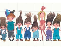 IXXI Vrienden, Fiep Westendorp - 140 x 100 cm - Gratis ophangtool - Grote wanddecoratie en posters - Kleurrijk, Illustraties, Vintage, Cartoonesk