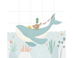 IXXI Walrus And Duck, Studio Phie - 100 x 100 cm - Gratis ophangtool - Grote wanddecoratie en posters - Fantasierijk, Illustraties, Cartoonesk