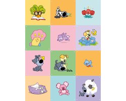 IXXI Woezel & Pip Color Collagebox, Woezel & Pip & Van Hoorne Studios - 60 x 80 cm - Gratis ophangtool - Grote wanddecoratie en posters -