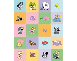 IXXI Woezel & Pip Color Collagebox, Woezel & Pip & Van Hoorne Studios - 80 x 100 cm - Gratis ophangtool - Grote wanddecoratie en posters -
