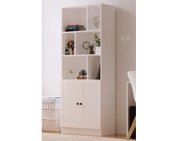 IZEL COUNTRY BOEKENKAST – Boekenkast met Planken – Houten Boekenkast – Opbergkast – Wandkast – Boekenkast voor Woonkamer, Slaapkamer en Kantoor – Ruime Opbergruimte voor Boeken, Tijdschriften, Decoratie en Accessoires – Landelijke Stijl