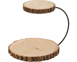 J-Line 2 Niveaus Rond Gebogen Paulownia plateau - dienblad - hout - naturel - woonaccessoires