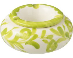 J-Line asbak Granada - keramiek - wit/groen - small