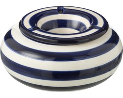 J-Line asbak Granada Stripes - keramiek - wit/blauw - large