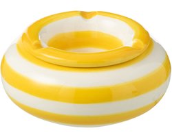 J-Line asbak Granada Stripes - keramiek - wit/geel - small