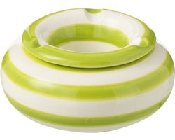 J-Line asbak Granada Stripes - keramiek - wit/groen - small