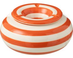 J-Line asbak Granada Stripes - keramiek - wit/oranje - large