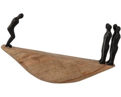 J-Line Balancerende personen - mangohout - naturel/zwart