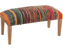 J-Line bank Chindi - hout/textiel - mix