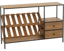 J-Line barkast Wine Fineer - hout - naturel/zwart - small