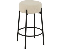 J-Line barkruk Bouclé - multiplex/polyester - wit/zwart