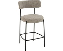 J-Line barstoel Bouclé - multiplex/polyester - grijs/zwart