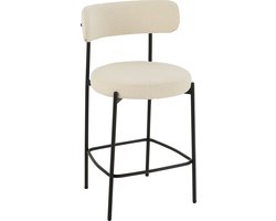 J-Line barstoel boucle - multiplex/polyester - wit/zwart