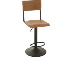 J-Line barstoel - hout/metaal - bruin - 2 stuks