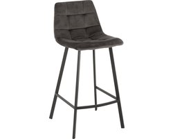 J-Line barstoel Olivier - textiel/metaal - donkergrijs - 2 stuks