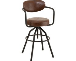 J-Line Barstoel Rond Draaiend Metaal/Pu Bruin