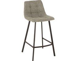 J-Line barstoel Stephane - textiel/metaal - grijs - 2 stuks