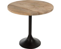 J-Line bartafel Rond - hout/metaal - naturel/zwart