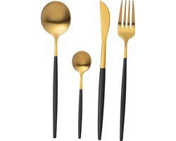 J-Line bestek - roestvrij staal - goud/zwart - box van 24 stuks