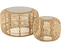 J-Line bijzettafel Afrika - bamboe/sparhout - naturel - set van 2