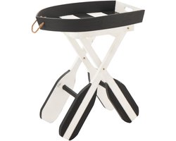 J-Line bijzettafel Boot Gestreept - hout - zwart/wit