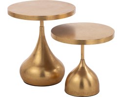 J-Line bijzettafel Druppel - metaal - goud - 2 stuks