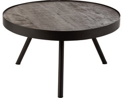 J-Line bijzettafel Fien Laag - hout/ijzer - donkerbruin/zwart