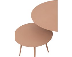 J-Line bijzettafel - ijzer - oud roze - set van 3