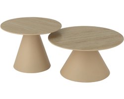 J-Line bijzettafel Kegel - ijzer - ecru/beige - set van 2