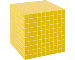 J-Line bijzettafel Kubus Geruit - hout - geel/wit