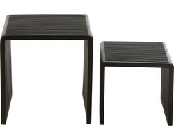 J-Line bijzettafel Kubus - hout - zwart - set van 2