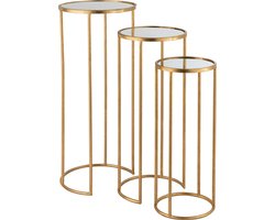 J-Line bijzettafel Leo Spiegel - ijzer - goud - set van 3