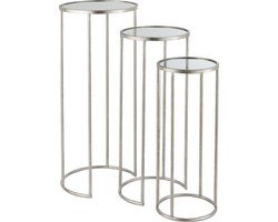 J-Line bijzettafel Leo Spiegel - ijzer - zilver - set van 3