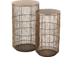 J-Line bijzettafel Manden Hoog Antiek - metaal - bruin - set van 2