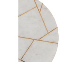 J-Line bijzettafel - marmer/ijzer - goud/wit - set van 2
