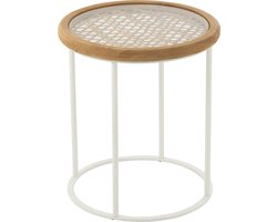 J-Line bijzettafel Mati - sparhout/metaal - naturel/wit