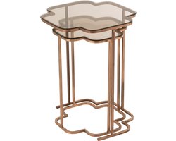 J-Line bijzettafel Ones - metaal - koper - 2 stuks