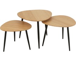 J-Line bijzettafel Palet - bamboe/metaal - naturel/zwart - set van 3
