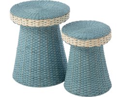 J-Line bijzettafel - papier - lichtblauw/wit