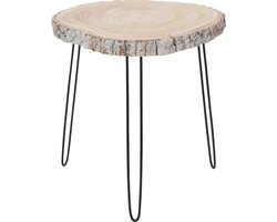 J-Line bijzettafel Paulownia - hout/ijzer - grijs - large