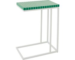 J-Line bijzettafel Rechthoek Geruit - ijzer - groen/wit